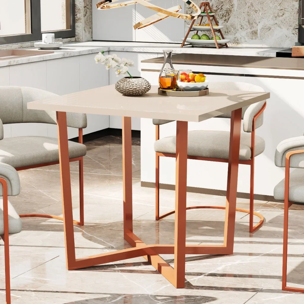 Mesa de Jantar Valence 80x80 cm 4 Lugares Industrial Pés em Aço
