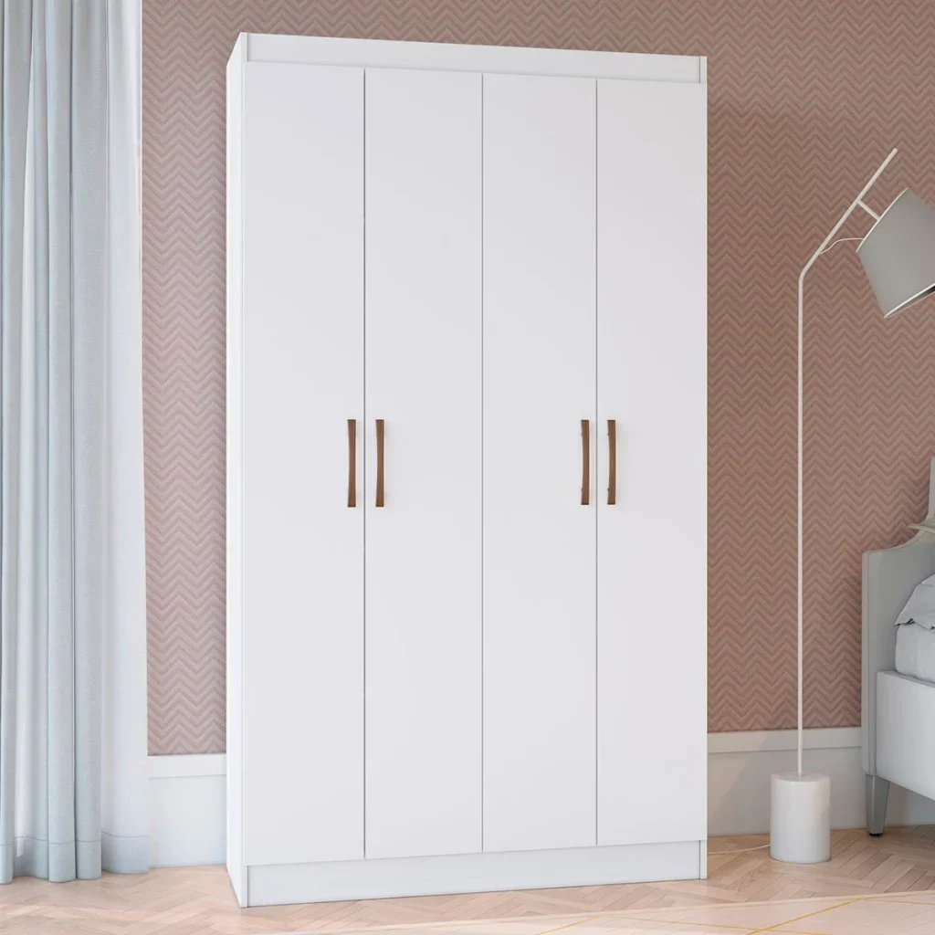 Guarda-Roupa Solteiro Lyon 4 Portas 8 Prateleiras Marrom