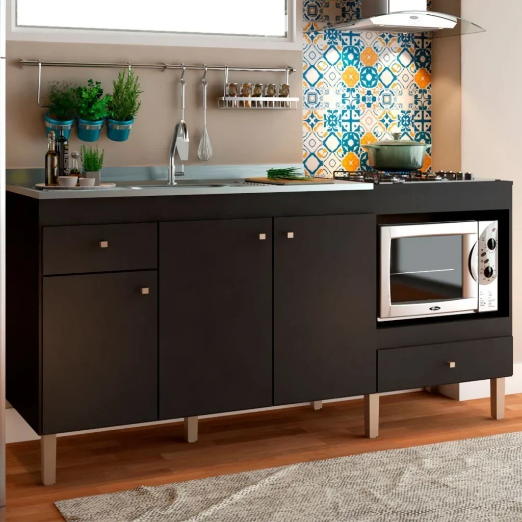 Armário de Cozinha Itália 3 Portas 2 Gavetas para Pia e Cooktop